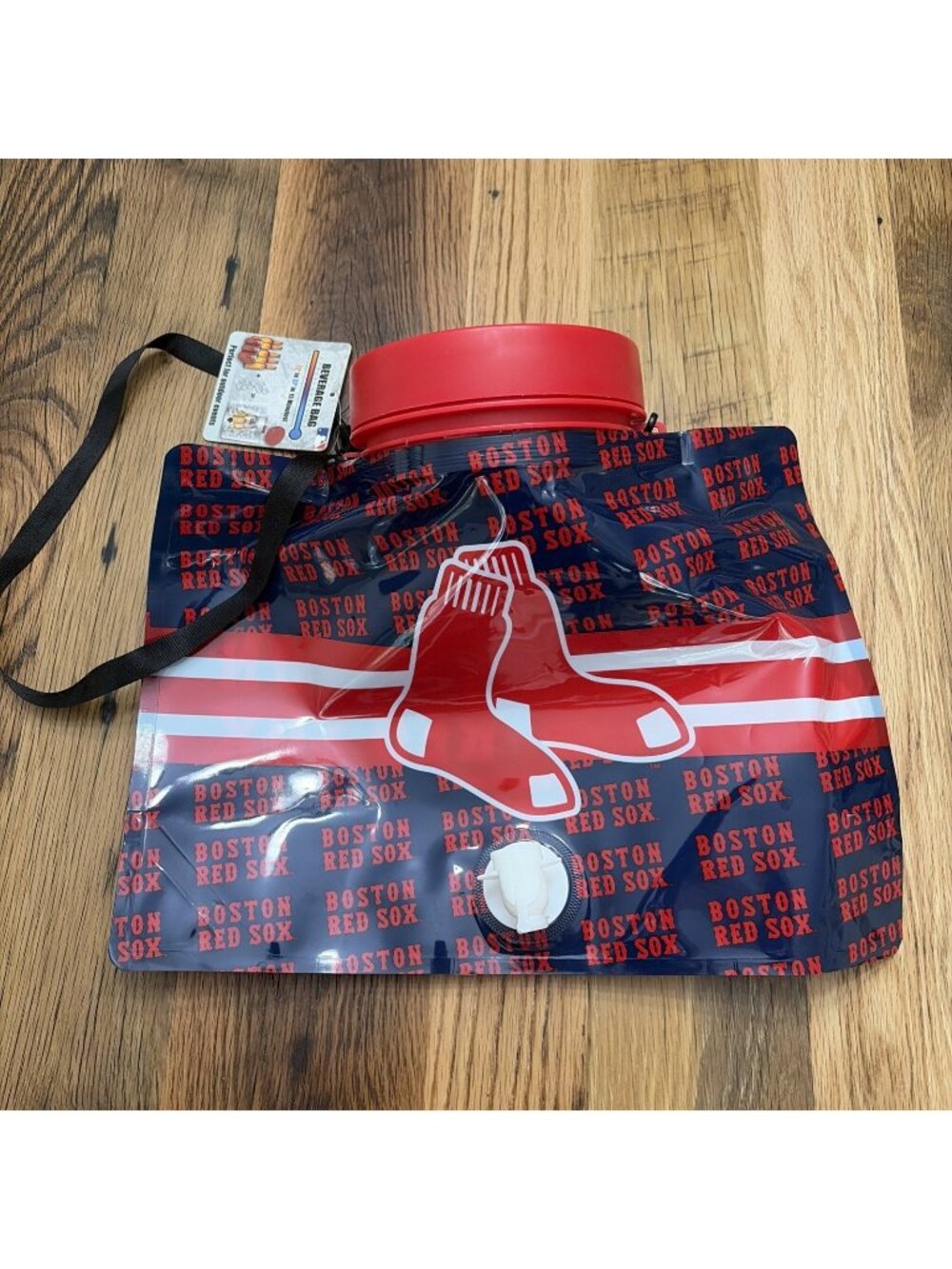 New BOSTON RED SOX Bev Bag  Holds 6  Pack Bottles Or Cans Spout MLB 1 Gallon